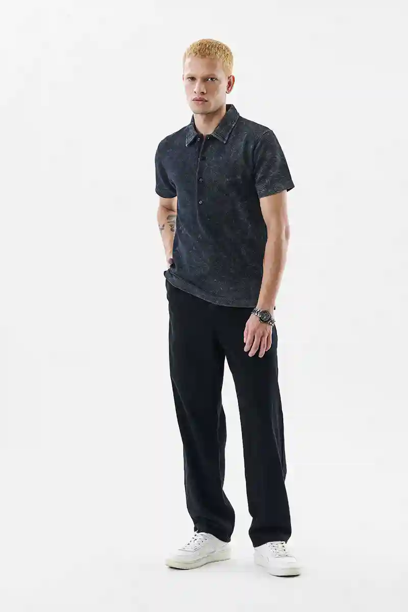 Regular Fit Acid Wash Polo T-Shirt