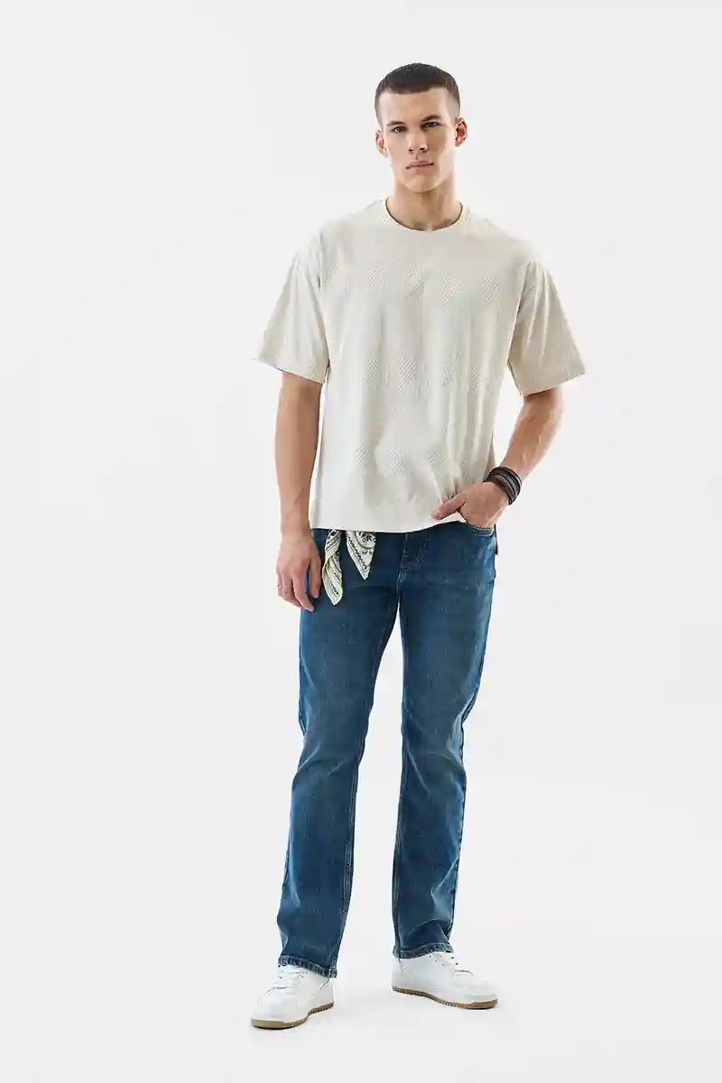 Textured Stretch Oversized T-Shirt