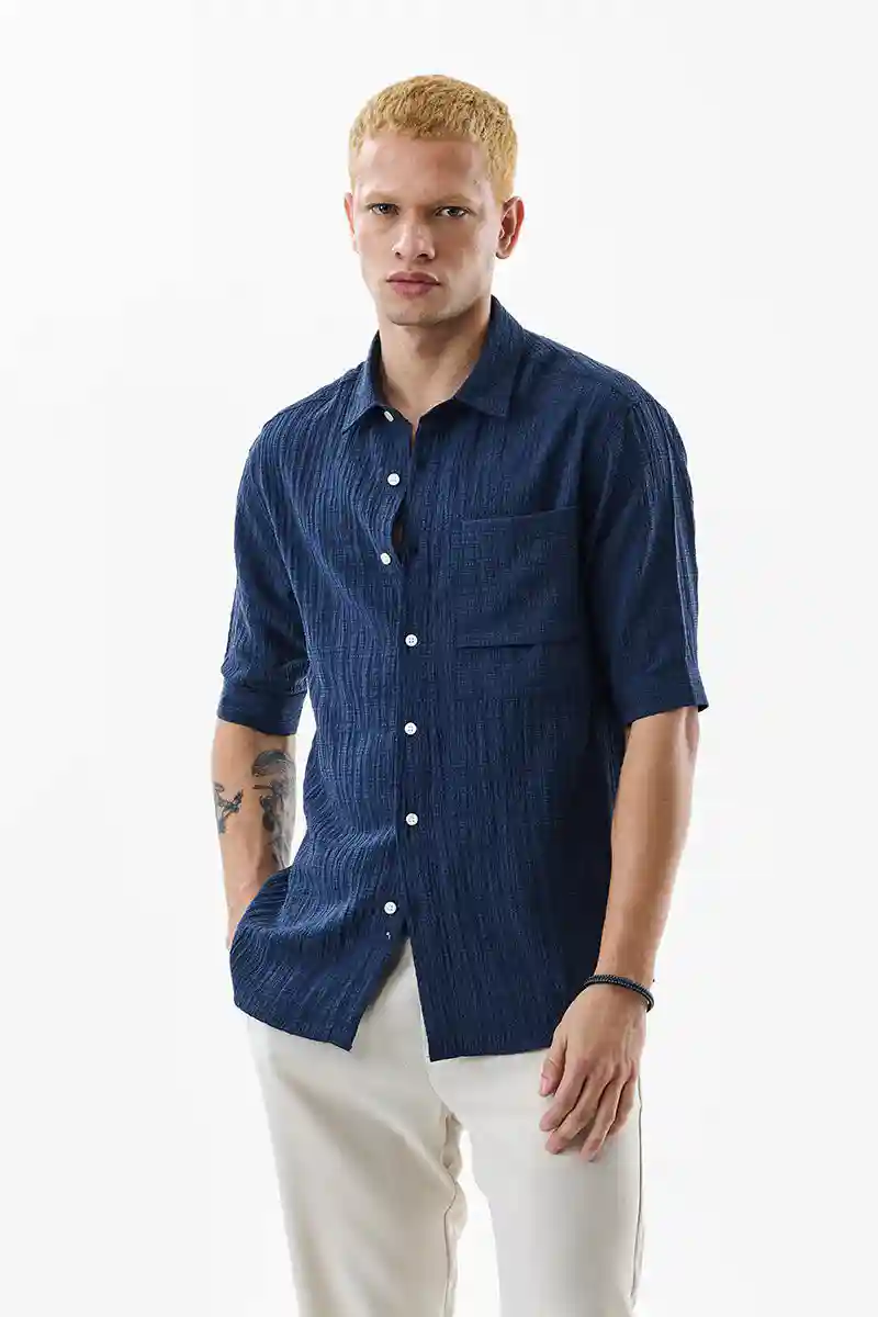 Oversized Crushed Seersucker Shirt