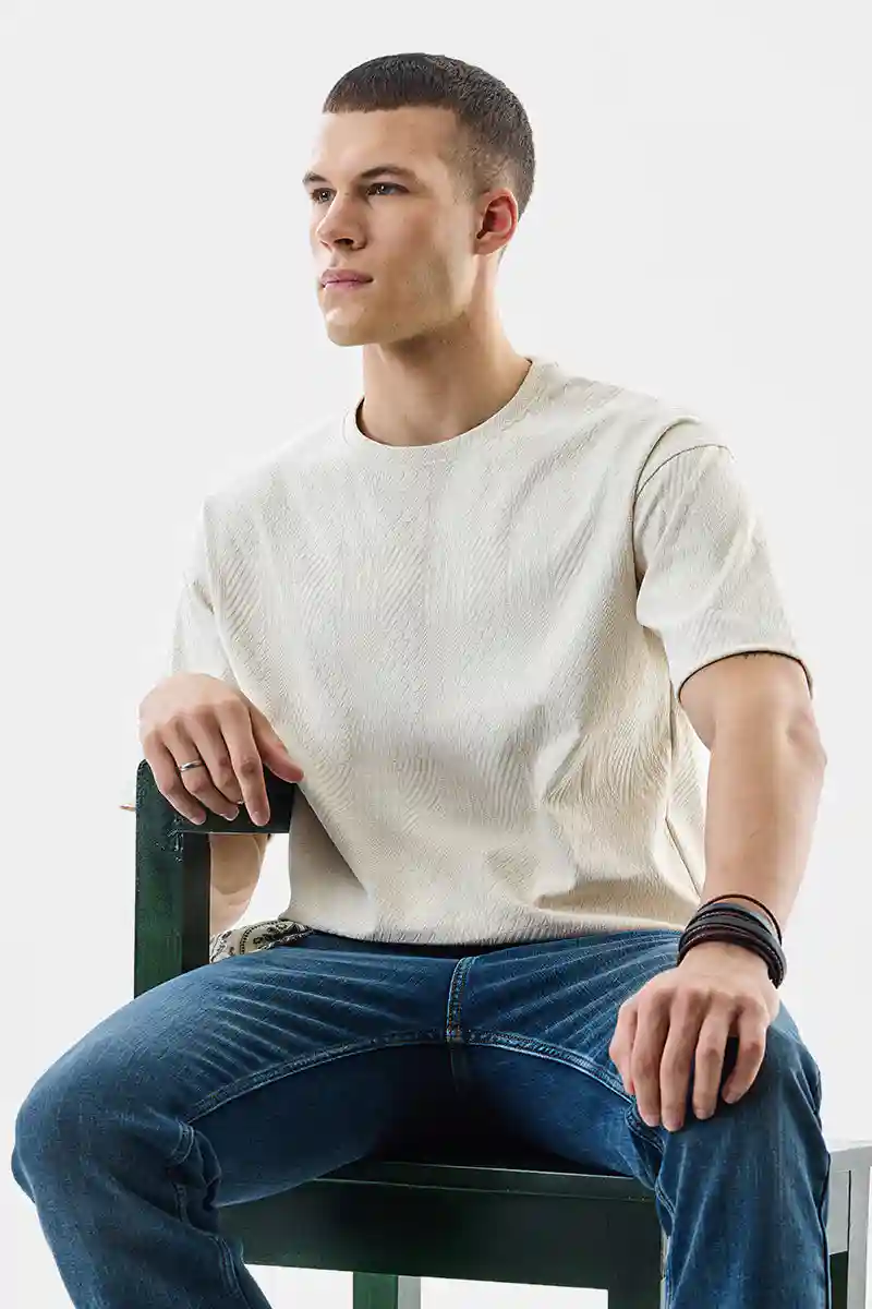 Textured Stretch Oversized T-Shirt